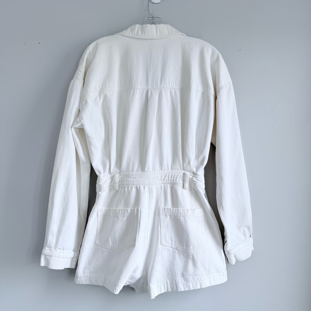 Lovers + Friends FRANKIE ROMPER M Bone White Denim Playsuit with Gold Accents - Picture 6 of 16